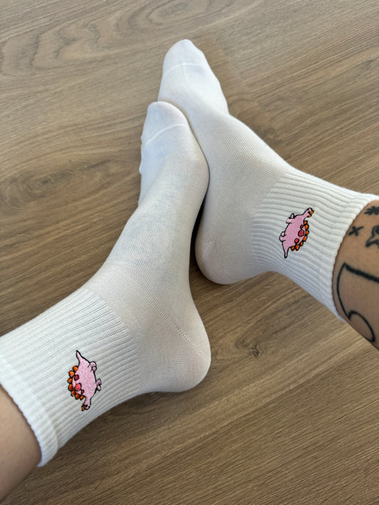 Socken Dino Weiß Pink